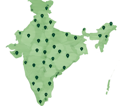 Map of India showing Cleansing Therapy locations